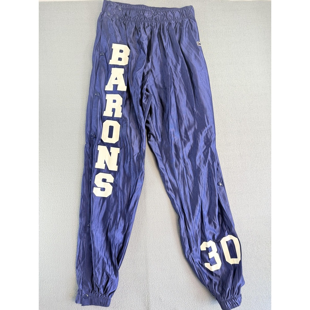 VTG Don Alleson Athletic Track Pants Mens L Blue Tear Away Snap Barons 30 Warmup